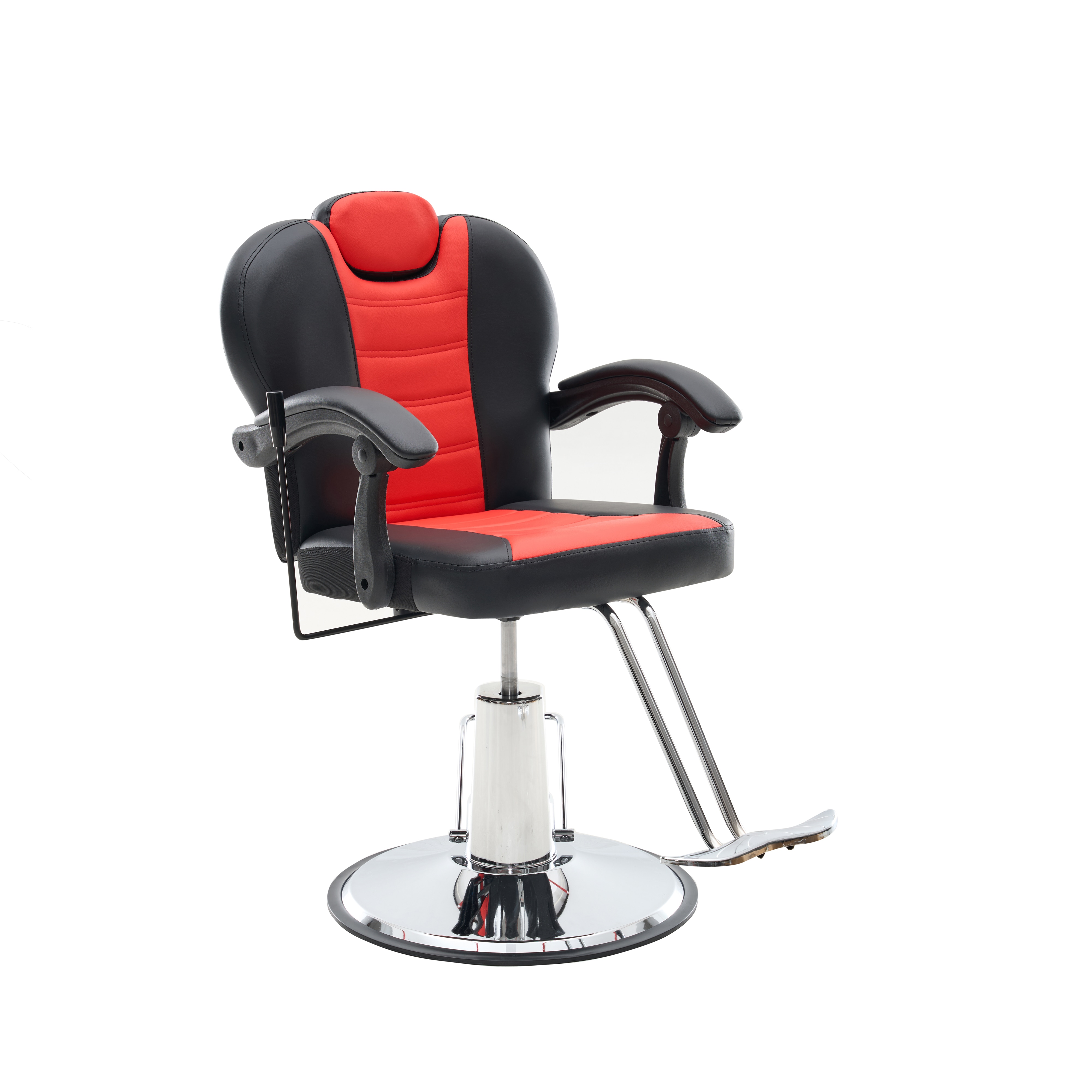 90°-135° Reclining Barber Chairs For Barbershop,Reclining Salon Chairs For Hair Stylist With Heavy Duty Hydraulic Pump/Headrest/Footrest,360° Rotation,RED_voghion.com